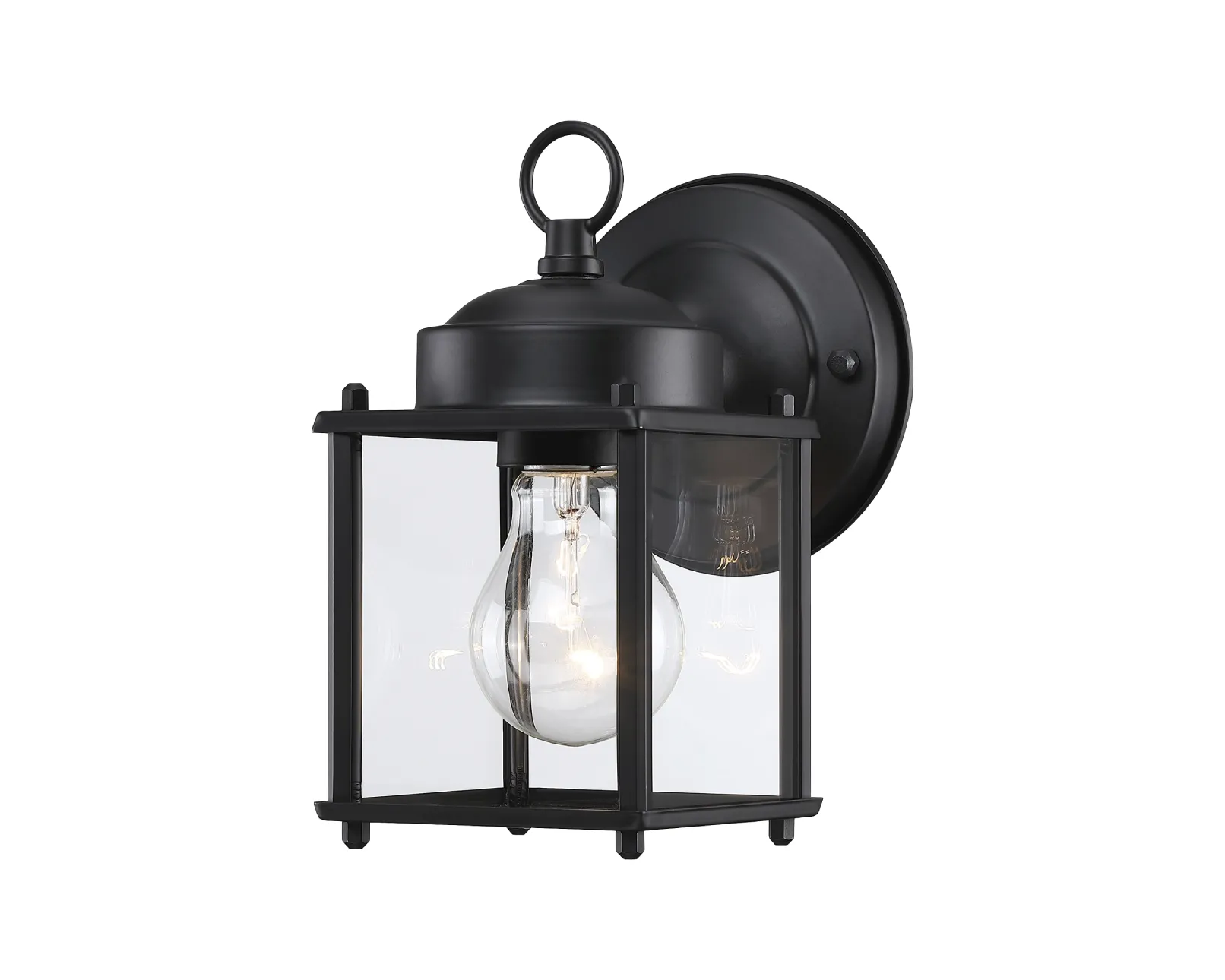 MATTE BLACK CLEAR GLASS OUTDOOR LIGHTING CAN1161-BK
