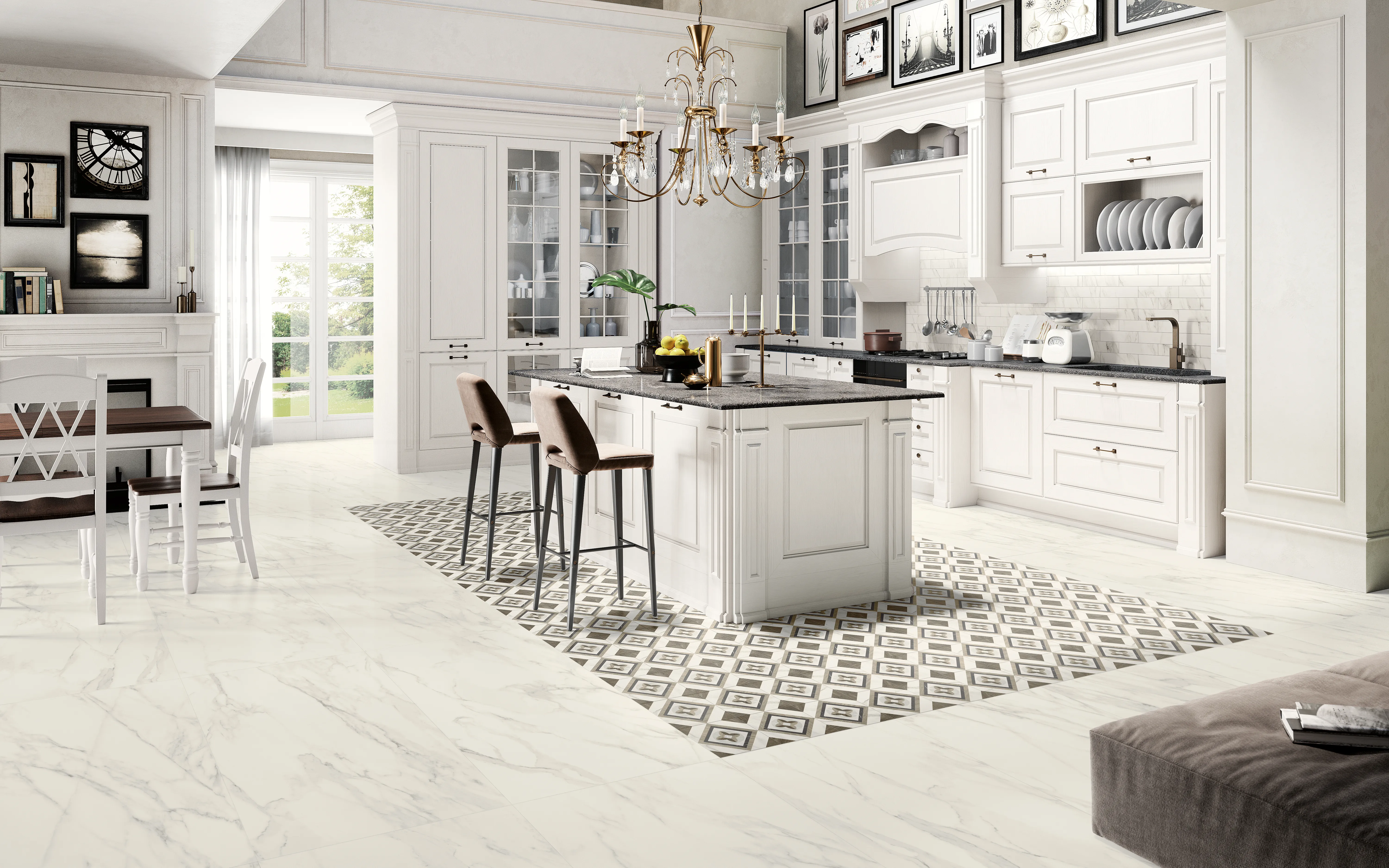 Tiles 床タイル「TRUMARMI– トルマルミ」 住宅　床施工事例イメージ　輸入タイル