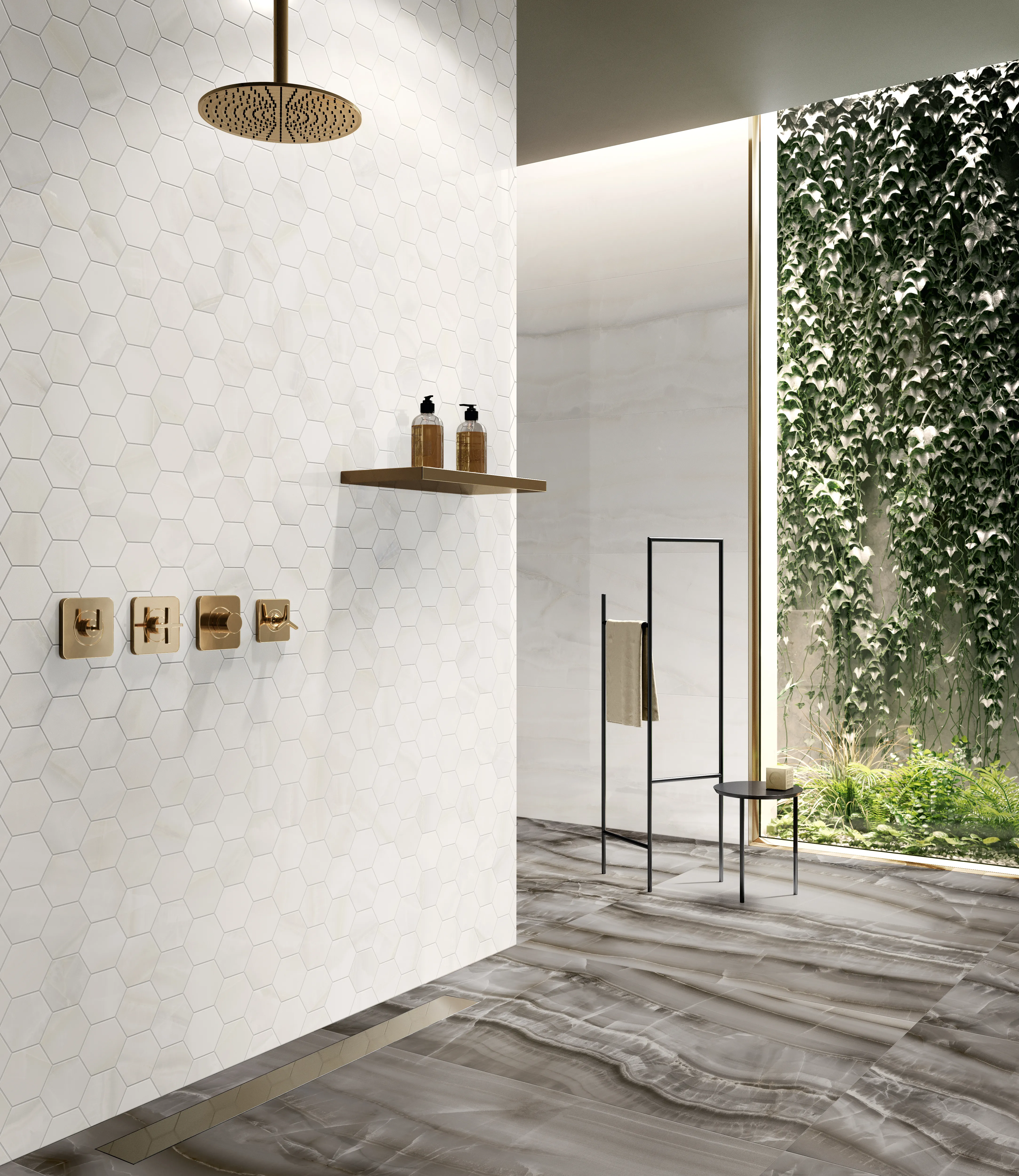 Tiles 床タイル「AKOYA – アコヤ(Ocean)」 施工事例イメージ　輸入タイル