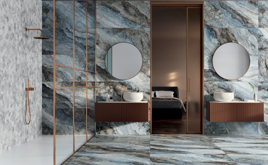 Tiles 床タイル「MYSTIC– ミスティック（Ocean）」 床施工事例イメージ　輸入タイル