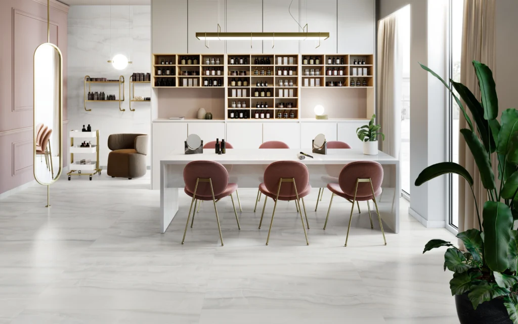 Tiles 床タイル「AKOYA – アコヤ(Silver)」 施工事例イメージ　輸入タイル