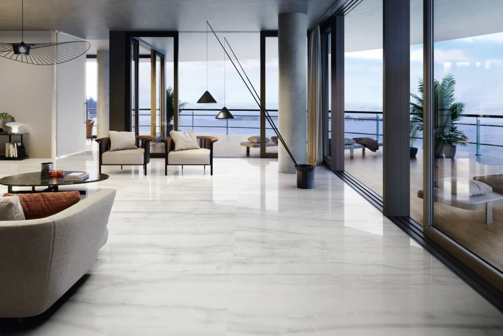 Tiles 床タイル「AKOYA – アコヤ(Silver)」 施工事例イメージ　輸入タイル
