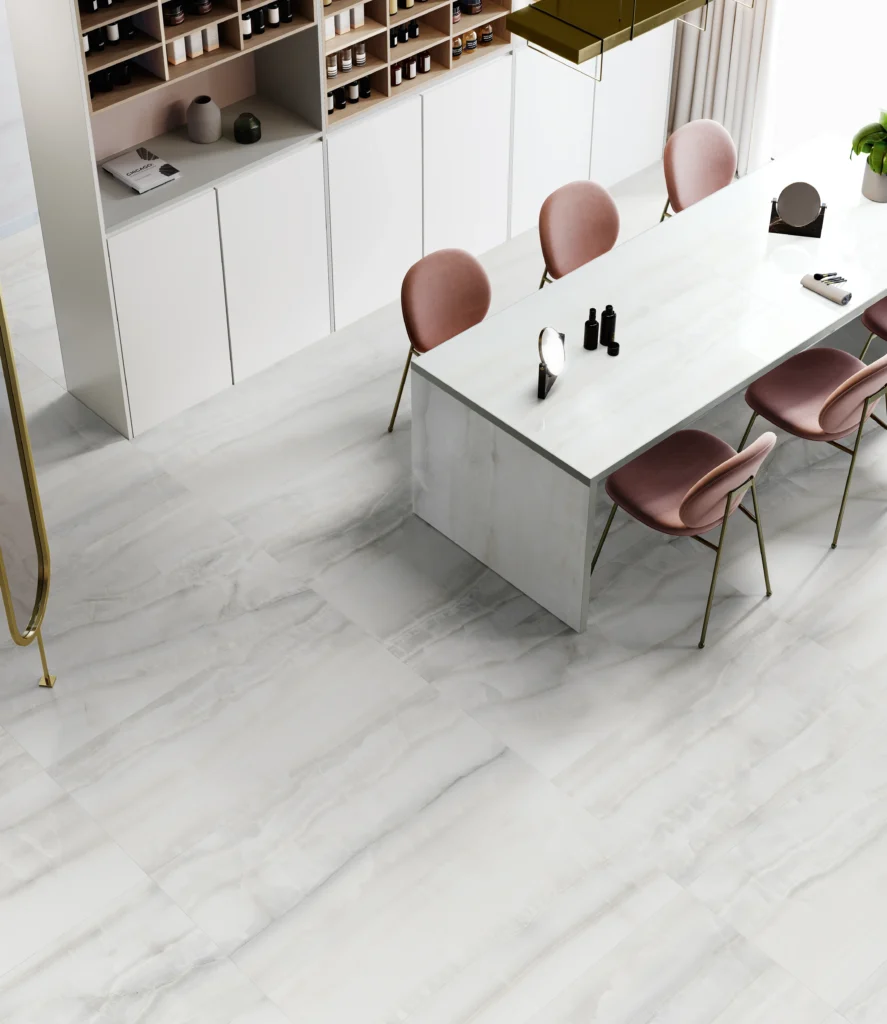 Tiles 床タイル「AKOYA – アコヤ(Silver)」 施工事例イメージ　輸入タイル