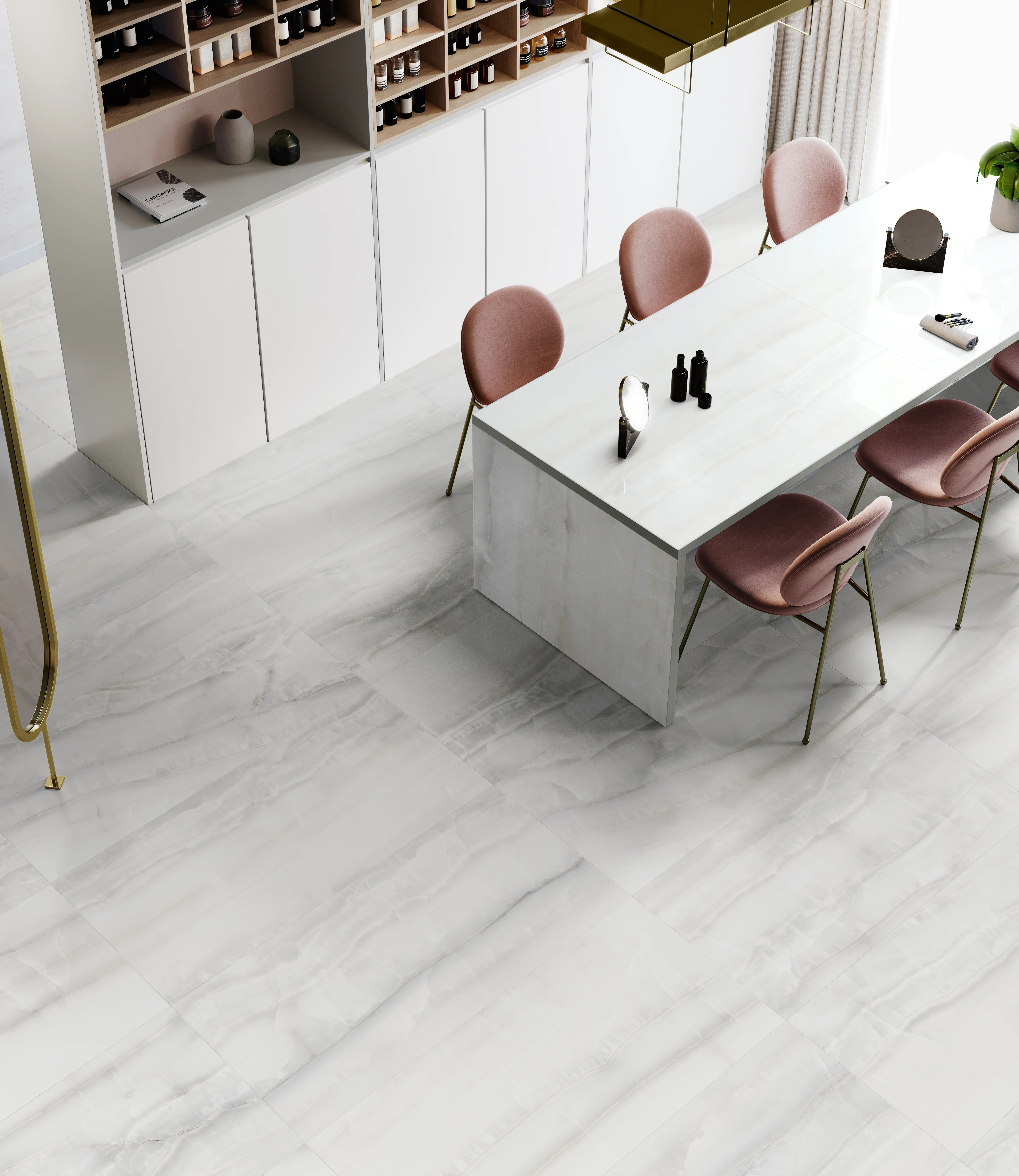 Tiles 床タイル「AKOYA – アコヤ(Silver)」 施工事例イメージ　輸入タイル