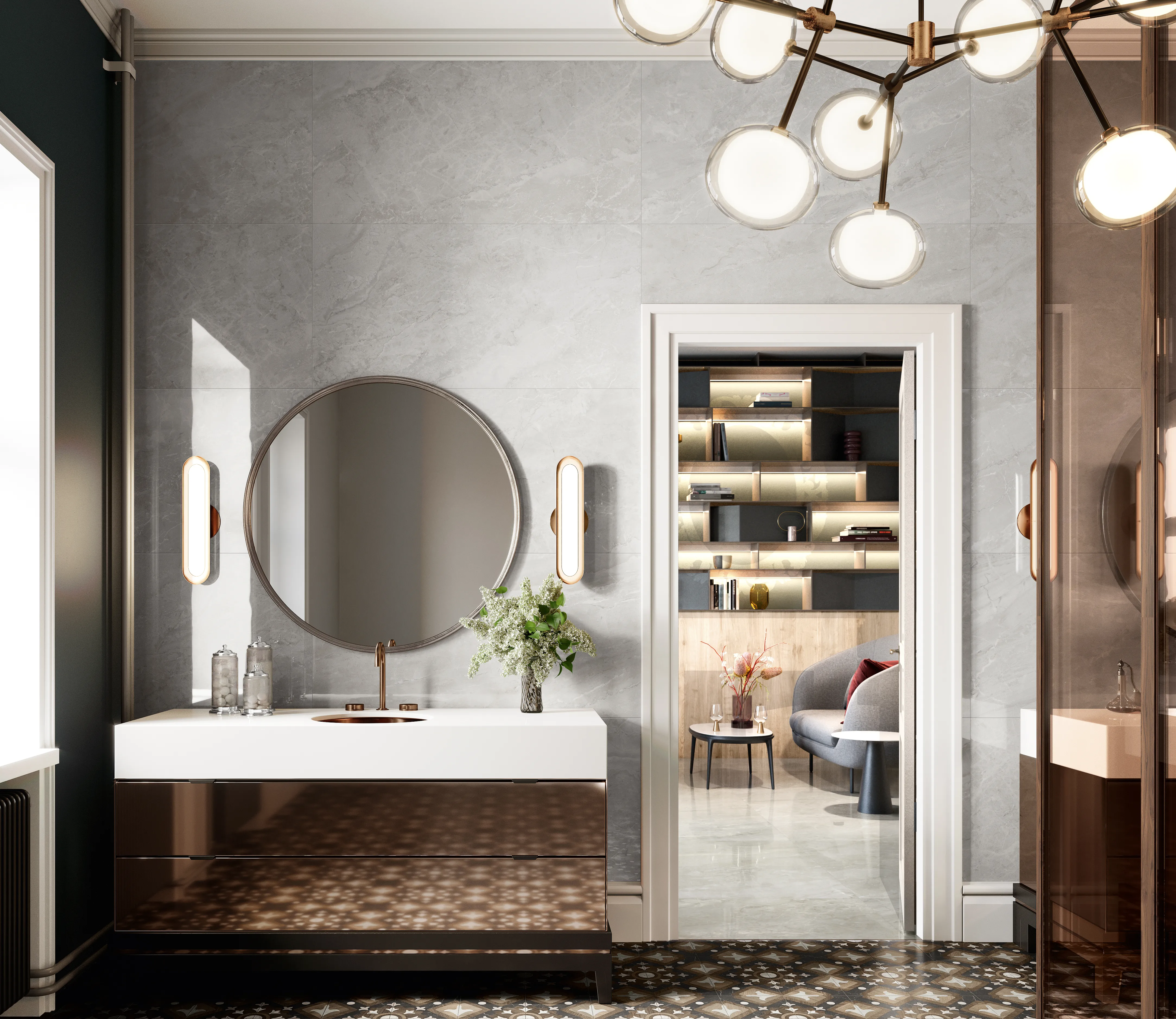 Tiles 床タイル「TRUMARMI– トルマルミ」 住宅　床施工事例イメージ　輸入タイル