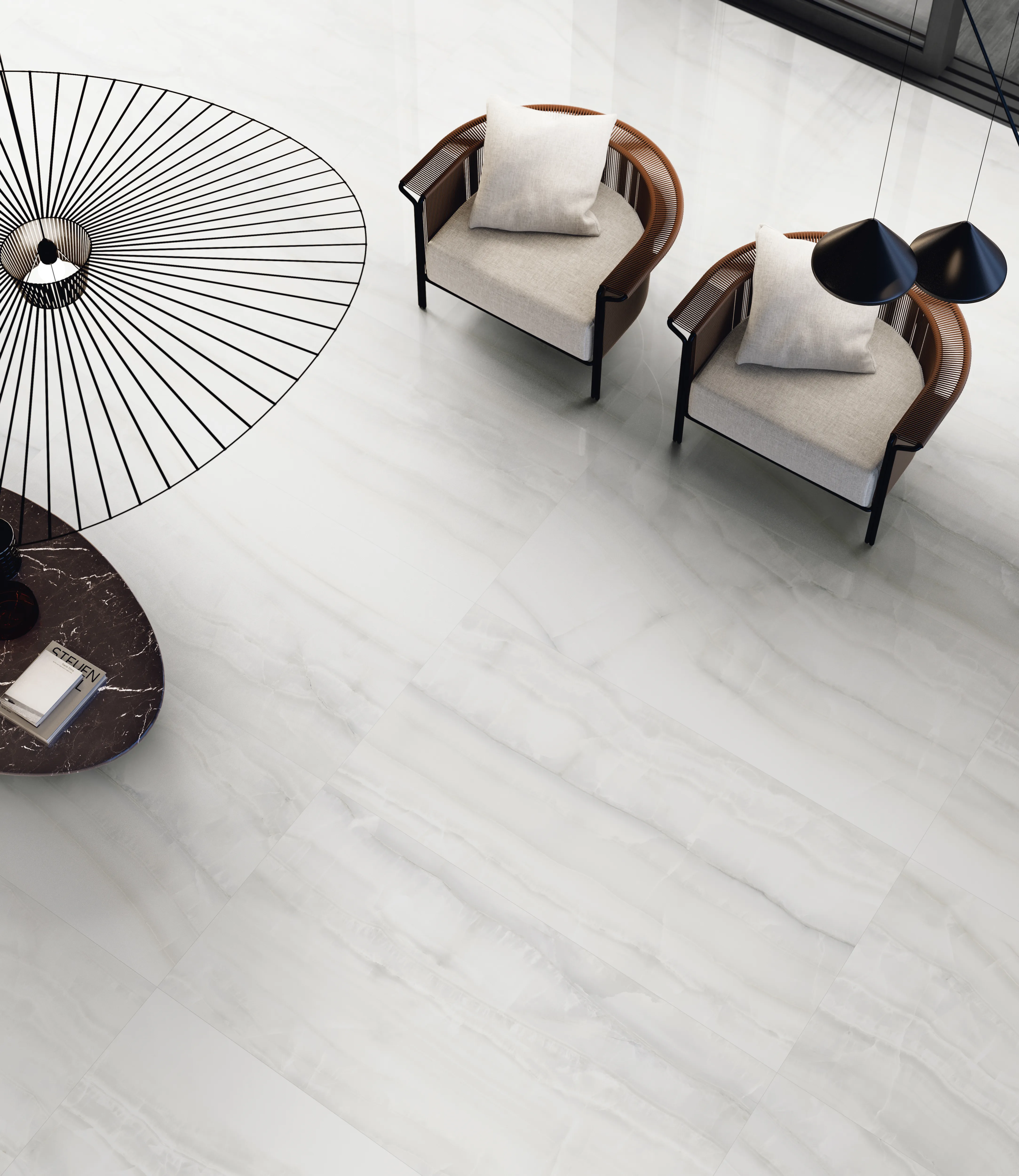 Tiles 床タイル「AKOYA – アコヤ(Silver)」 施工事例イメージ　輸入タイル